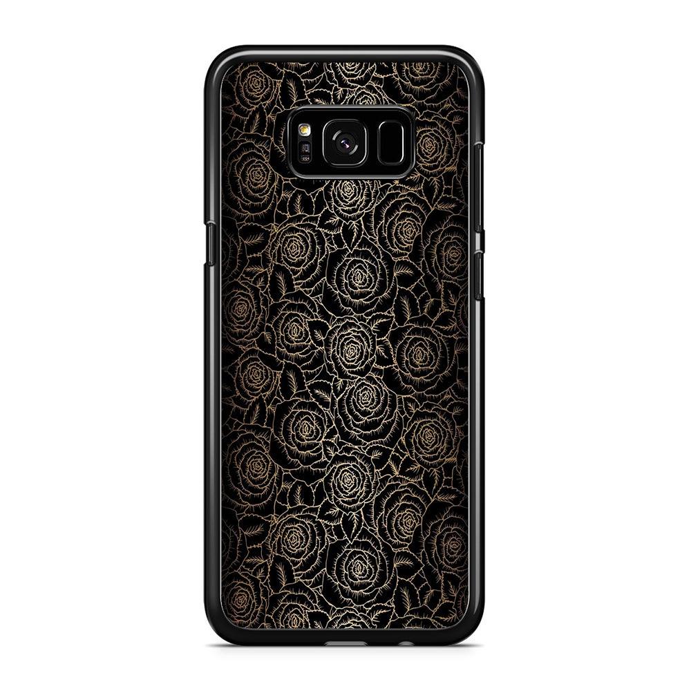 Gold Rose in The Dark Samsung Galaxy S8 Case-Rubber / Black (2D Case)-Xtracase