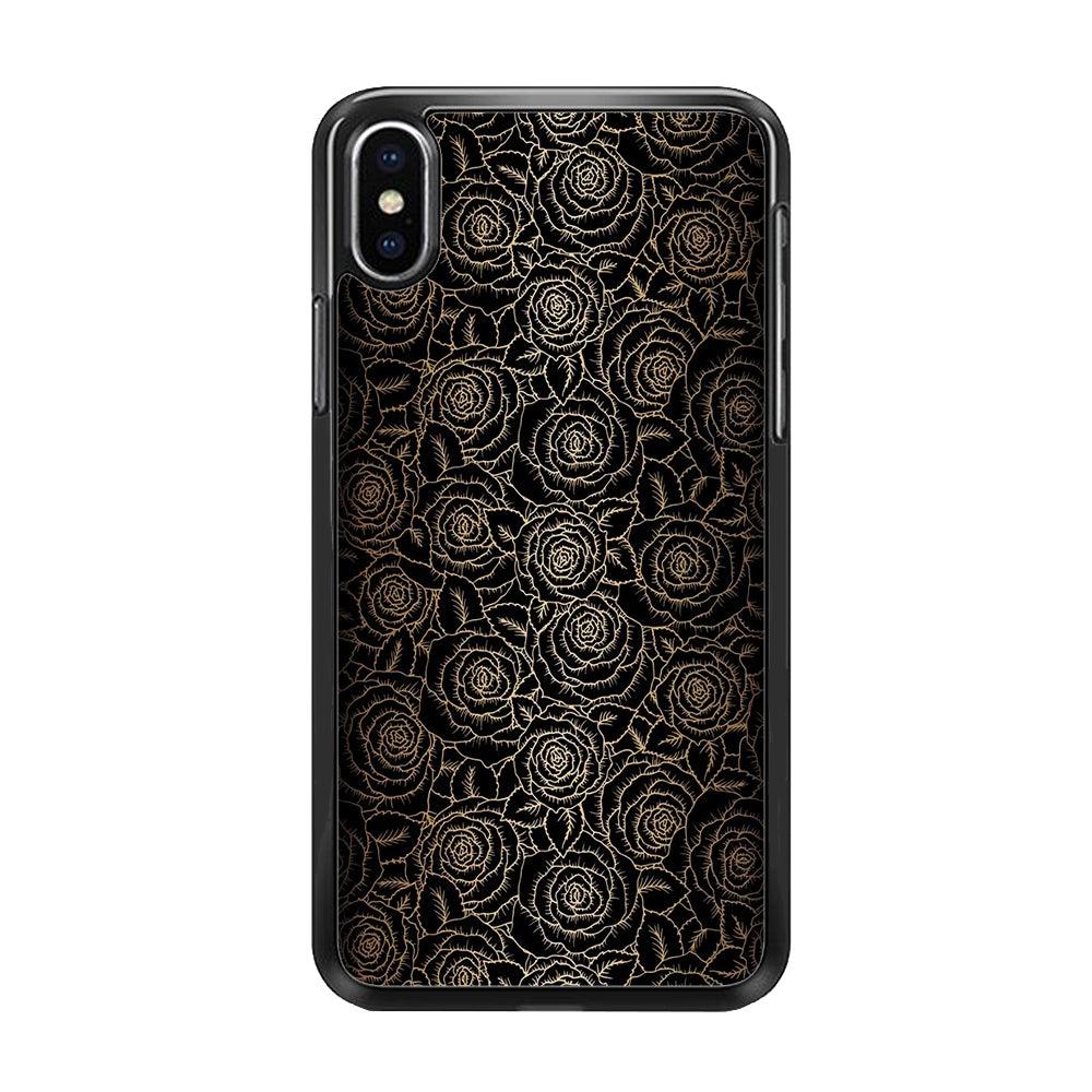 Gold Rose in The Dark iPhone Xs Max Case-Rubber / Black (2D Case)-Xtracase