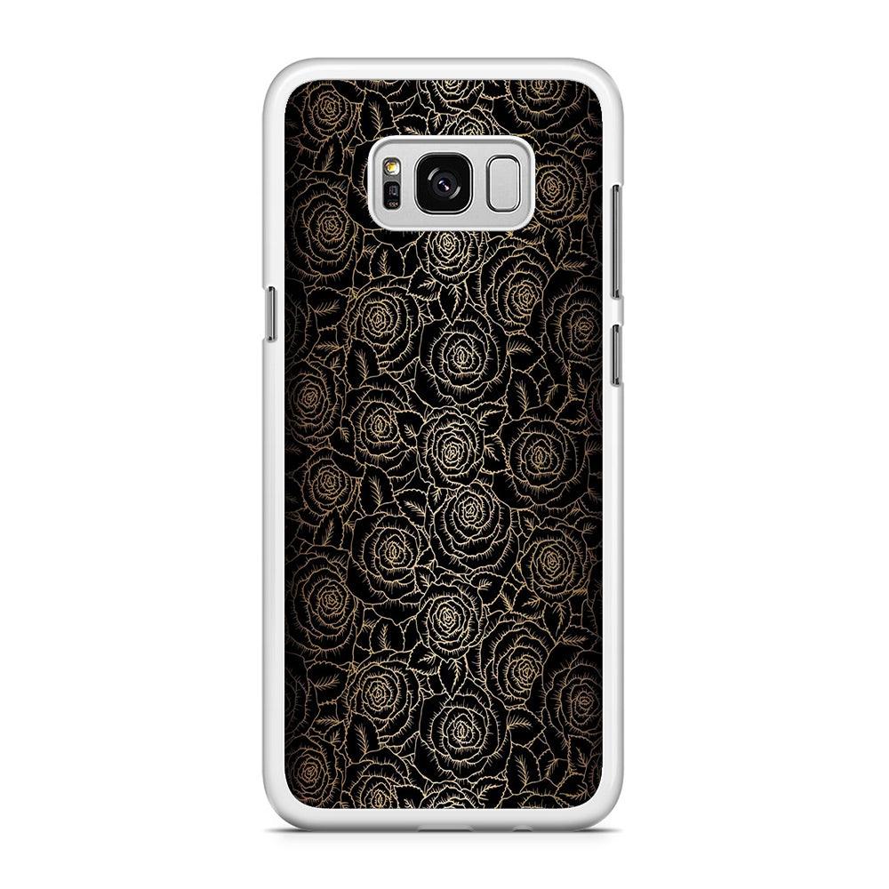 Gold Rose in The Dark Samsung Galaxy S8 Case-Rubber / White (2D Case)-Xtracase