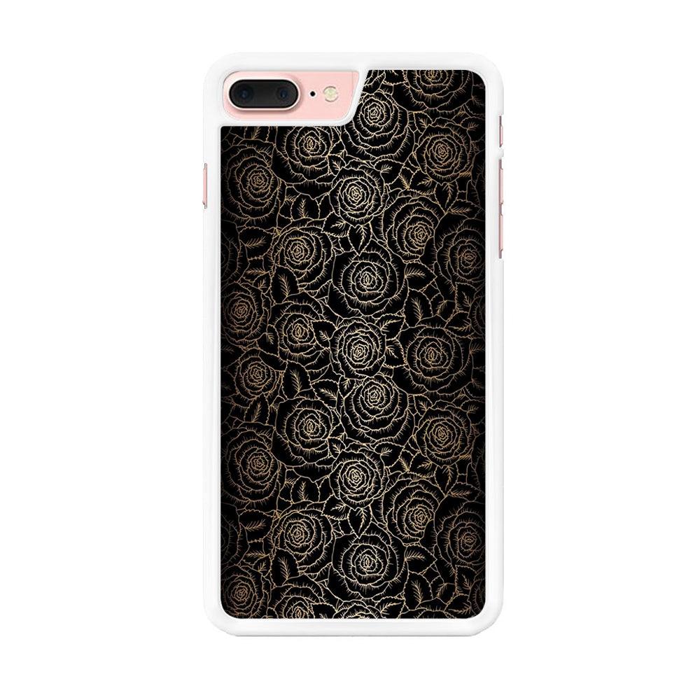 Gold Rose in The Dark iPhone 8 Plus Case-Rubber / White (2D Case)-Xtracase