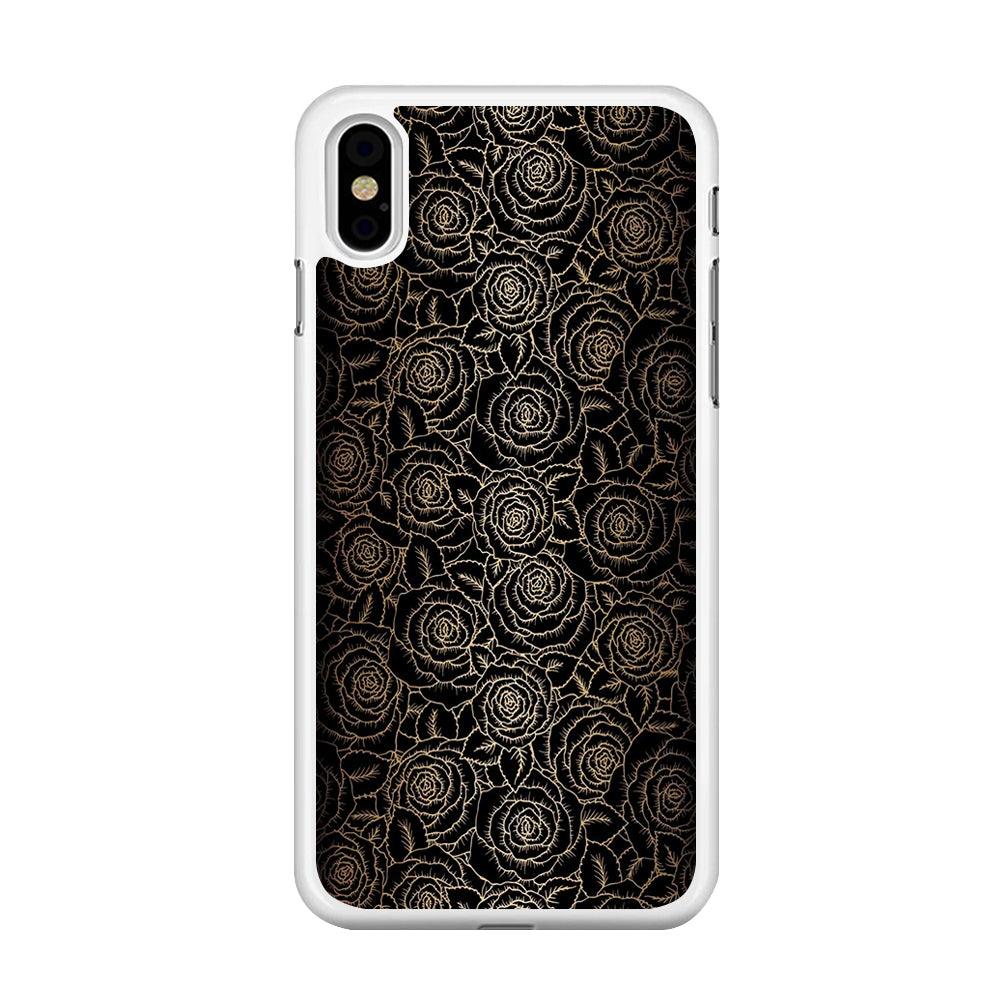 Gold Rose in The Dark iPhone Xs Max Case-Rubber / White (2D Case)-Xtracase