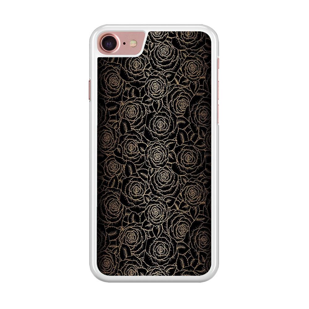 Gold Rose in The Dark iPhone 8 Case-Rubber / White (2D Case)-Xtracase