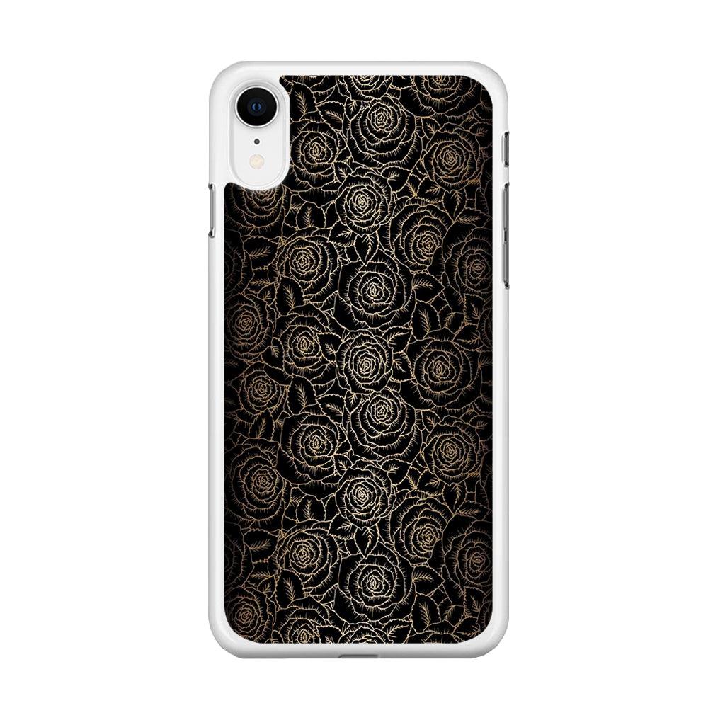 Gold Rose in The Dark iPhone XR Case-Rubber / White (2D Case)-Xtracase
