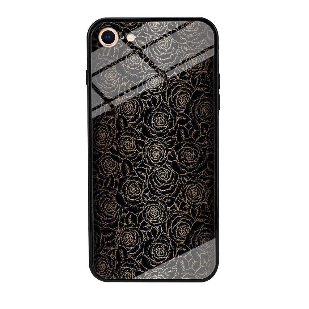 Gold Rose in The Dark iPhone 8 Case-Tempered Glass Case-Xtracase