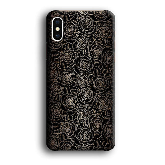 Gold Rose in The Dark iPhone X Case-Plastic / Full Wrap (3D Case)-Xtracase