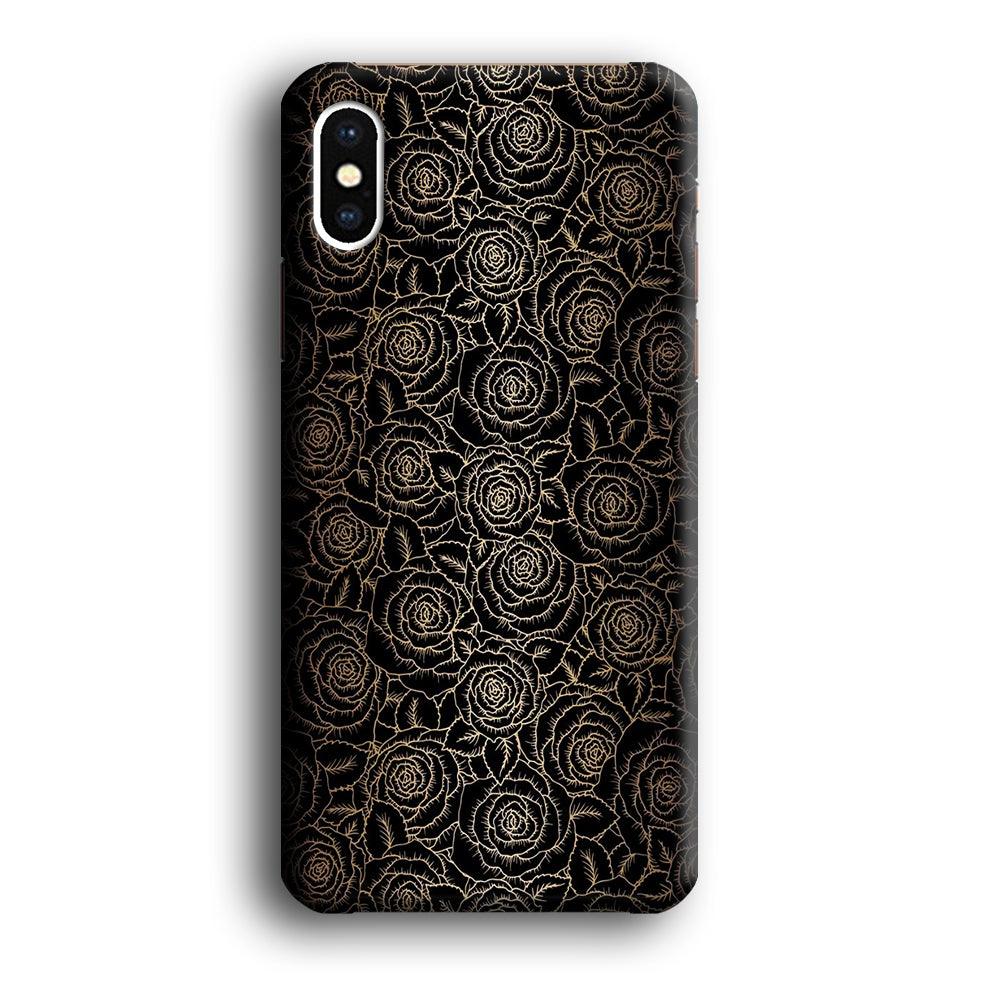 Gold Rose in The Dark iPhone Xs Max Case-Plastic / Full Wrap (3D Case)-Xtracase