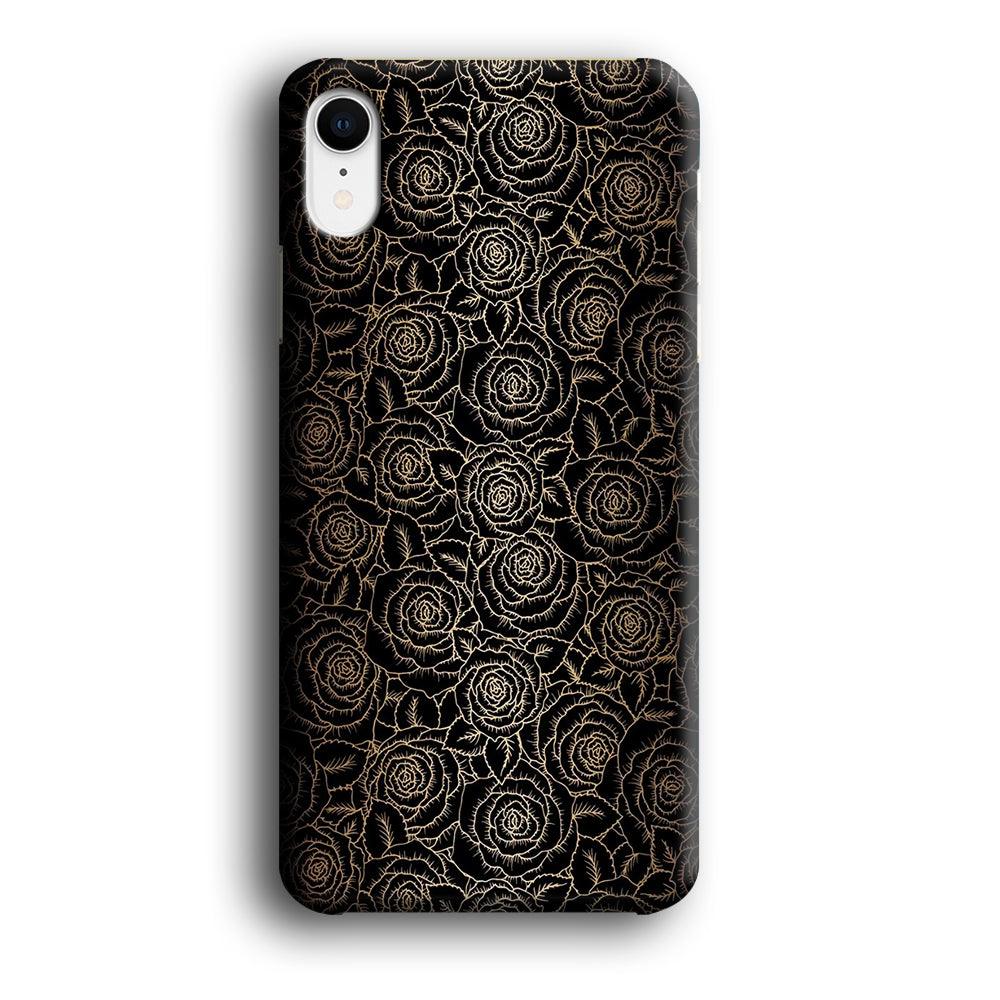 Gold Rose in The Dark iPhone XR Case-Plastic / Full Wrap (3D Case)-Xtracase