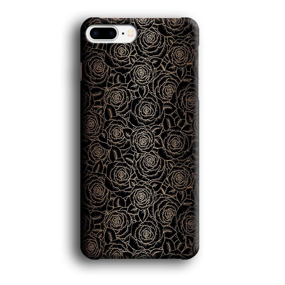 Gold Rose in The Dark iPhone 8 Plus Case-Plastic / Full Wrap (3D Case)-Xtracase