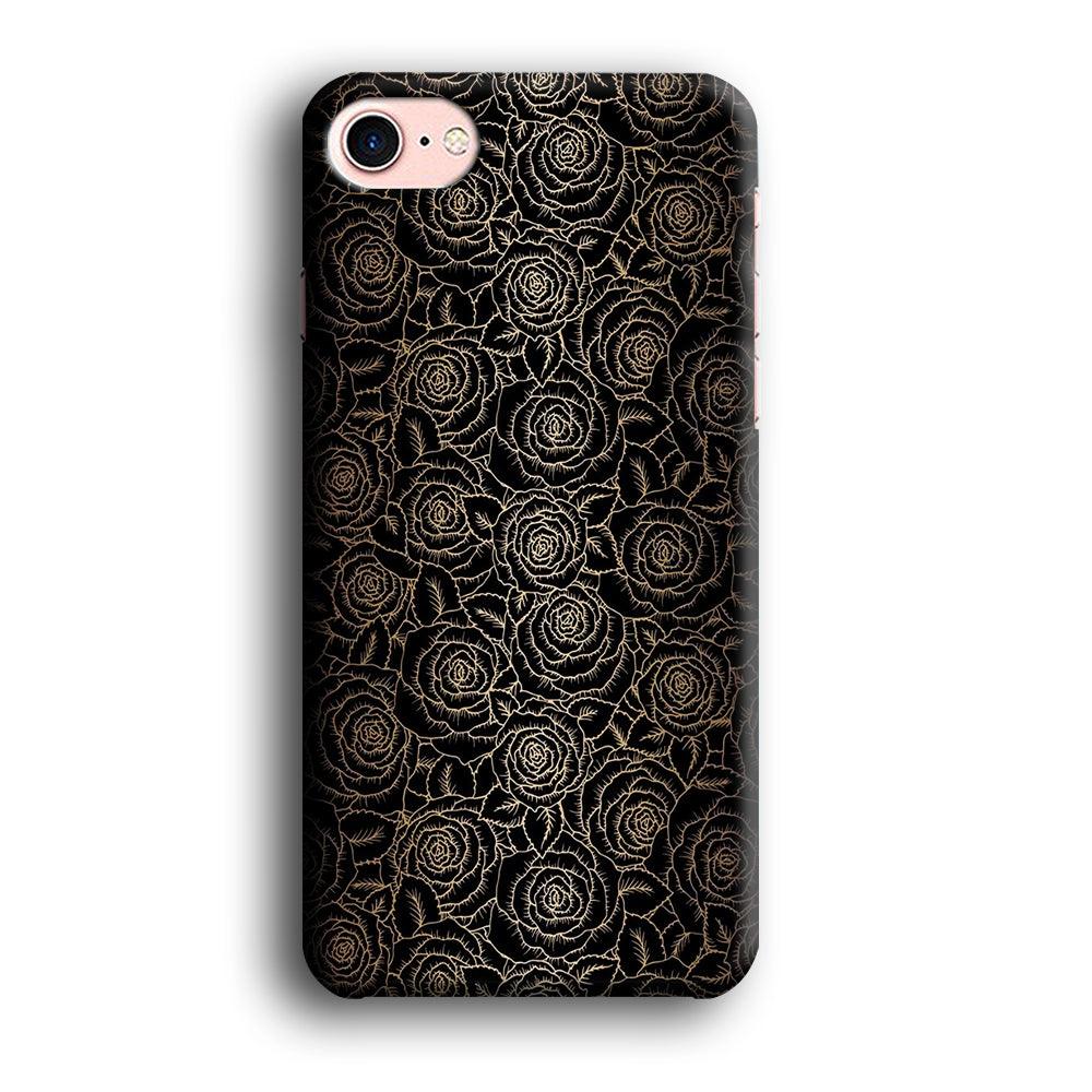 Gold Rose in The Dark iPhone 8 Case-Plastic / Full Wrap (3D Case)-Xtracase