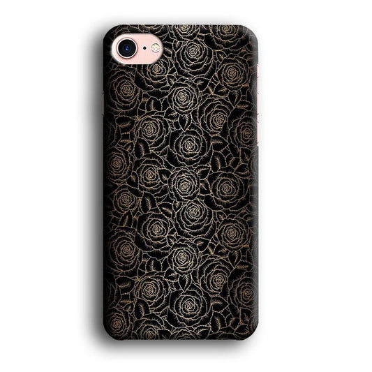 Gold Rose in The Dark iPhone 8 Case-Plastic / Full Wrap (3D Case)-Xtracase