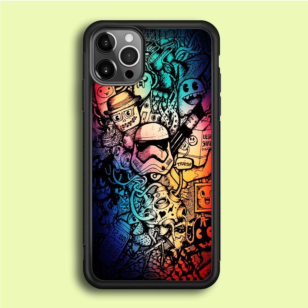 Graffiti Art Stormtrooper iPhone 12 Pro Max Case-Rubber / Black (2D Case)-Xtracase