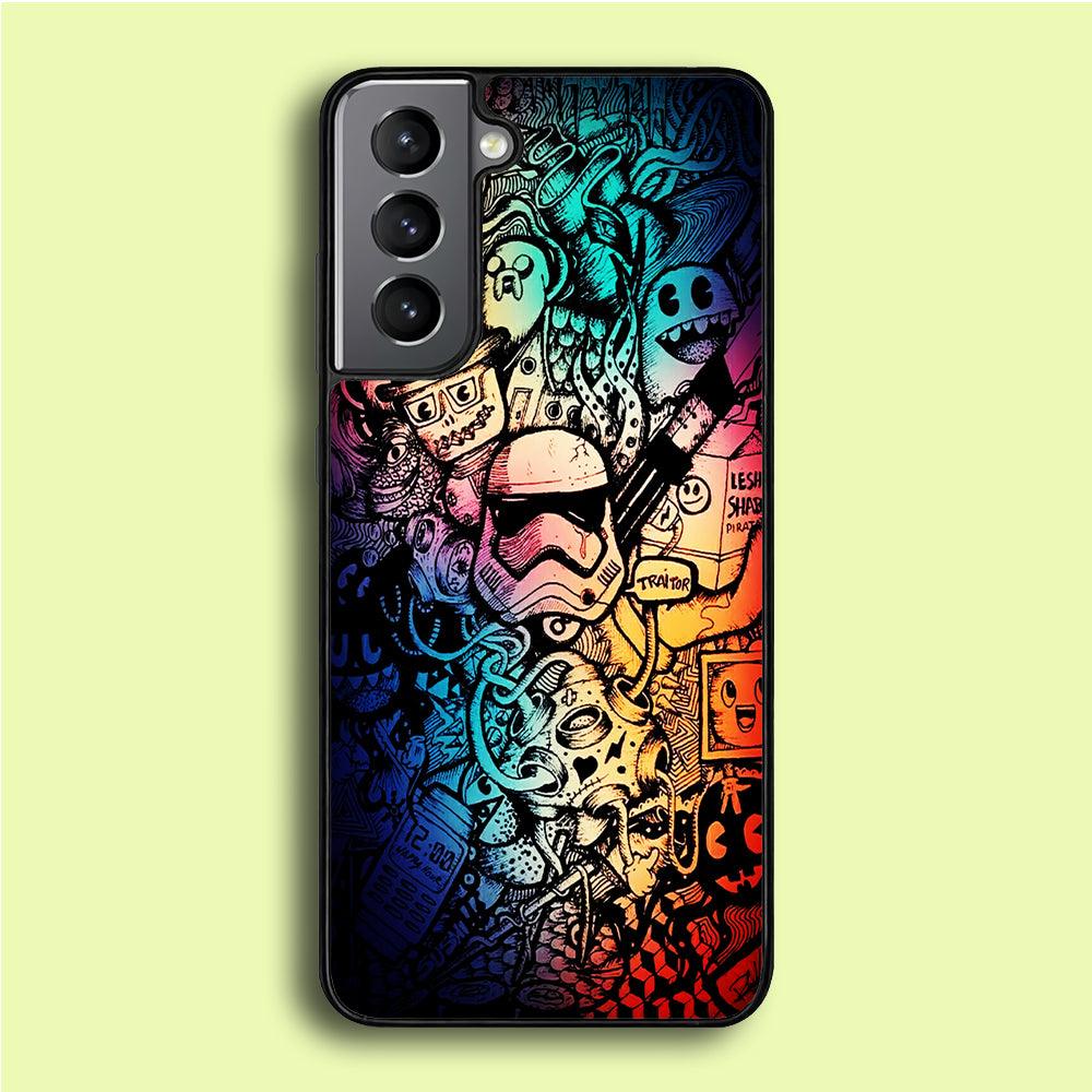 Graffiti Art Stormtrooper Samsung Galaxy S21 Plus Case-Plastic / Full Wrap (3D Case)-Xtracase