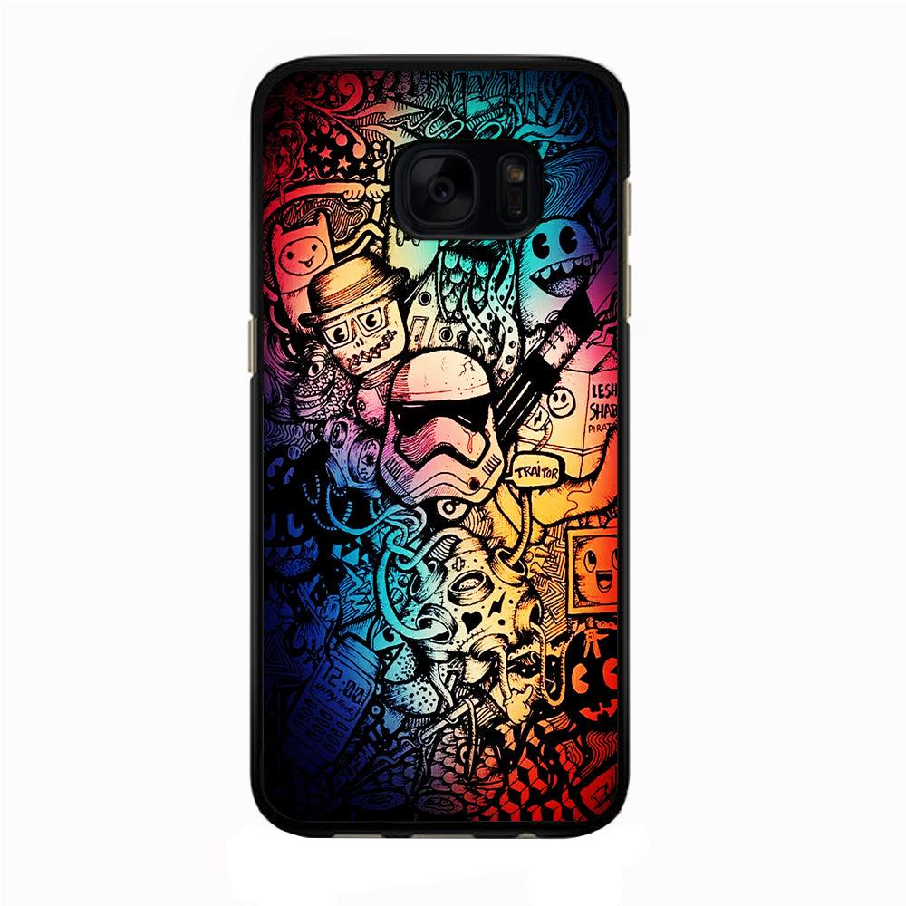 Graffiti Art Stormtrooper Samsung Galaxy S7 Edge Case-Rubber / Black (2D Case)-Xtracase