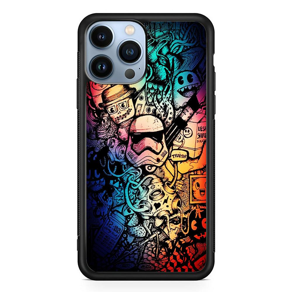Graffiti Art Stormtrooper iPhone 13 Pro Case-Rubber / Black (2D Case)-Xtracase