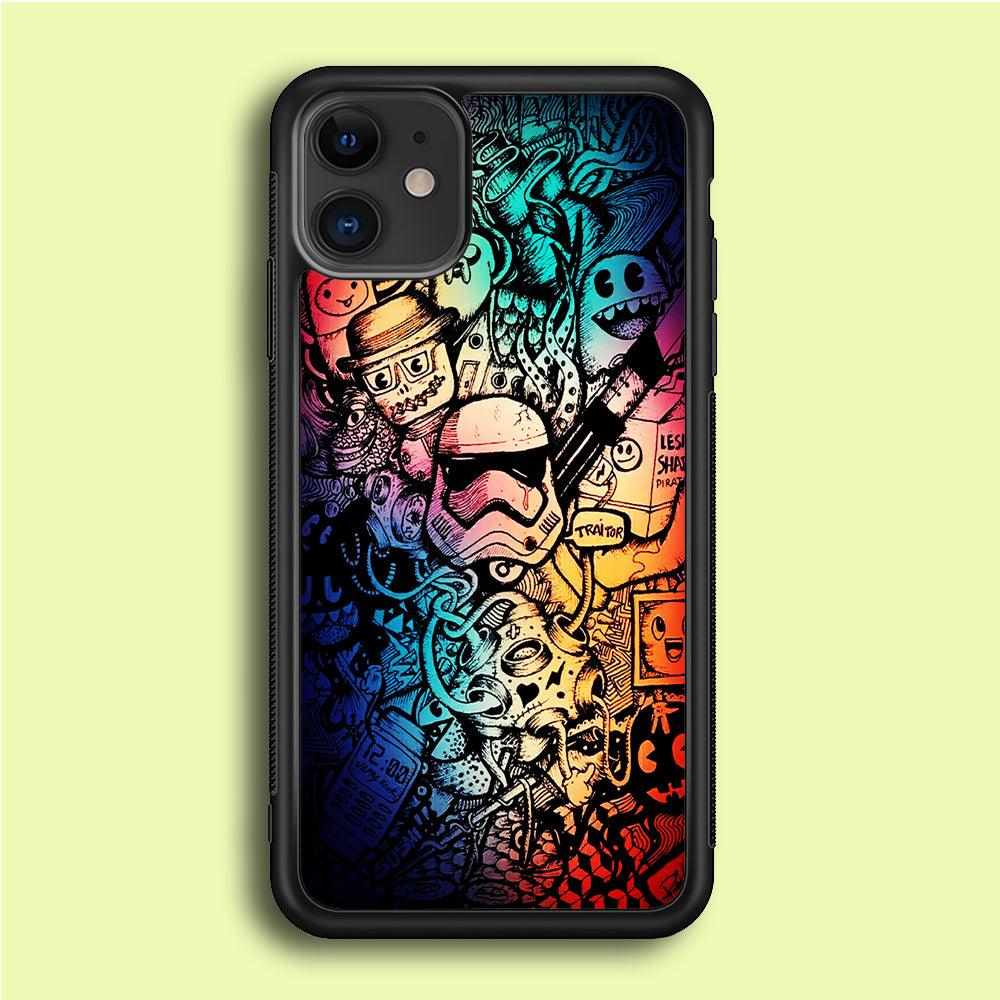 Graffiti Art Stormtrooper iPhone 12 Mini Case-Rubber / Black (2D Case)-Xtracase