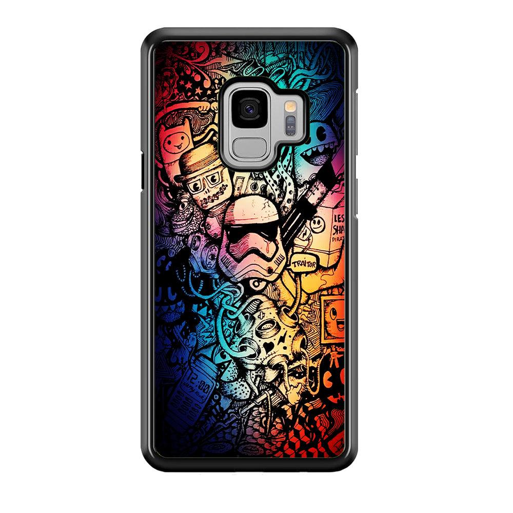 Graffiti Art Stormtrooper Samsung Galaxy S9 Case-Rubber / Black (2D Case)-Xtracase