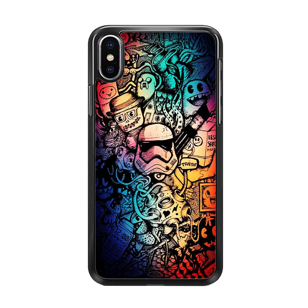Graffiti Art Stormtrooper iPhone Xs Max Case-Rubber / Black (2D Case)-Xtracase