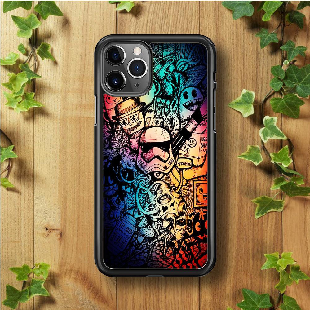 Graffiti Art Stormtrooper iPhone 11 Pro Max Case-Rubber / Black (2D Case)-Xtracase