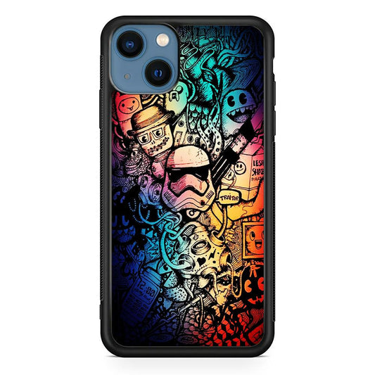 Graffiti Art Stormtrooper iPhone 13 Mini Case-Rubber / Black (2D Case)-Xtracase