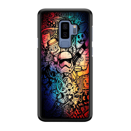 Graffiti Art Stormtrooper Samsung Galaxy S9 Plus Case-Rubber / Black (2D Case)-Xtracase