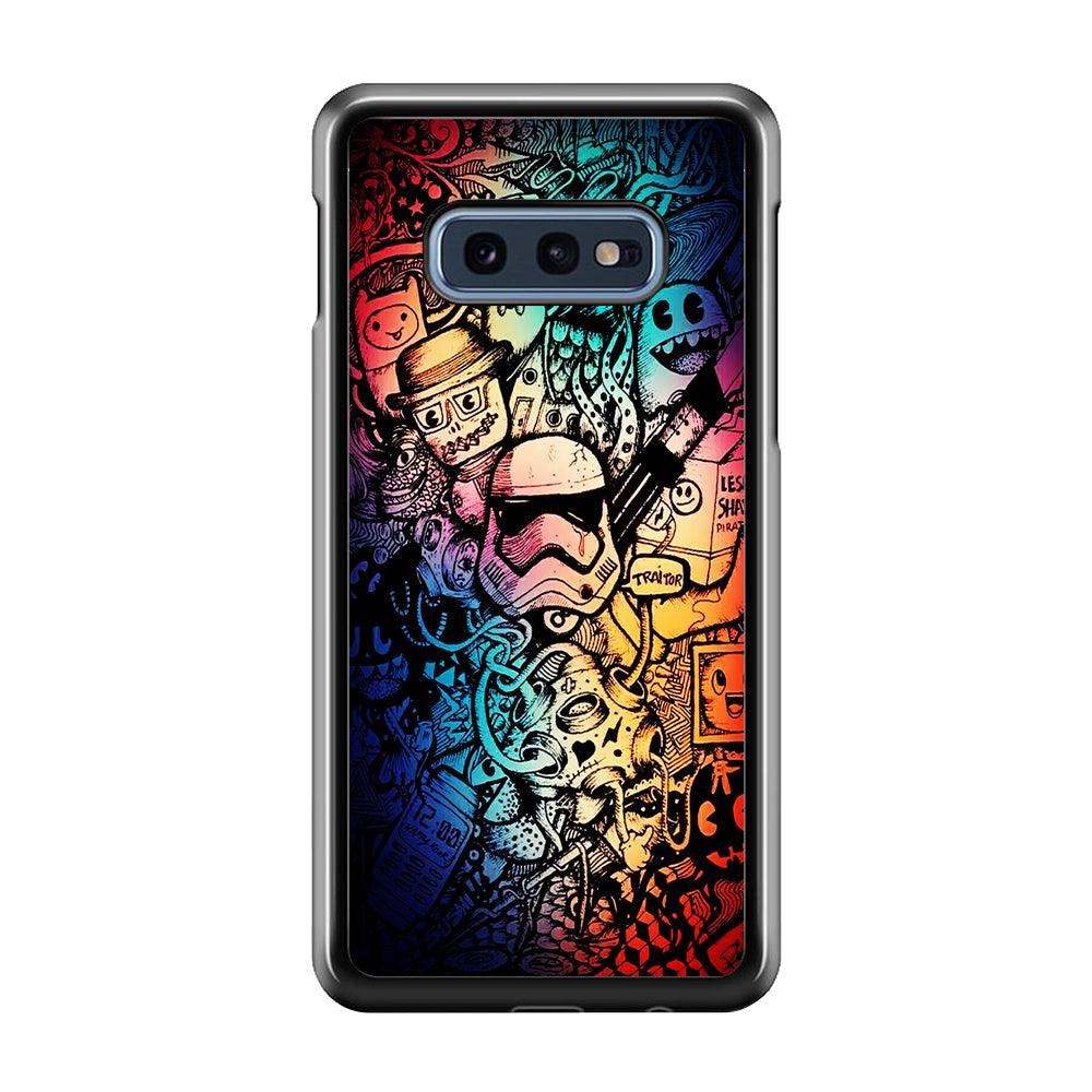 Graffiti Art Stormtrooper Samsung Galaxy S10E Case-Rubber / White (2D Case)-Xtracase