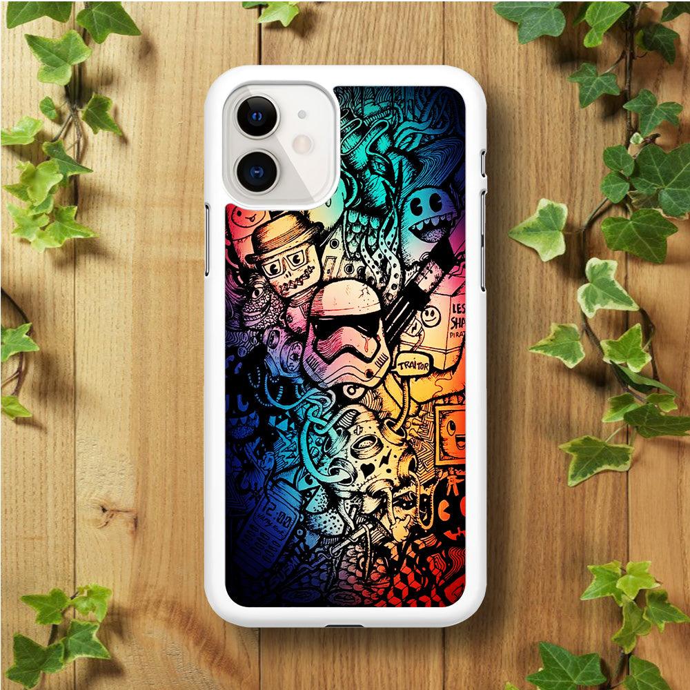Graffiti Art Stormtroope iPhone 11 Case-Rubber / White (2D Case)-Xtracase