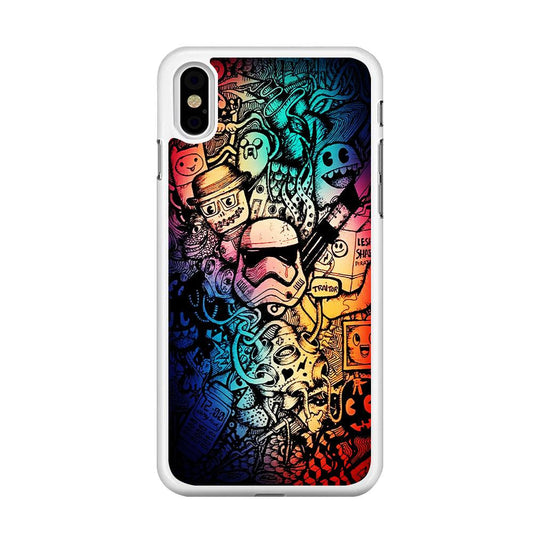 Graffiti Art Stormtrooper iPhone Xs Case-Rubber / White (2D Case)-Xtracase