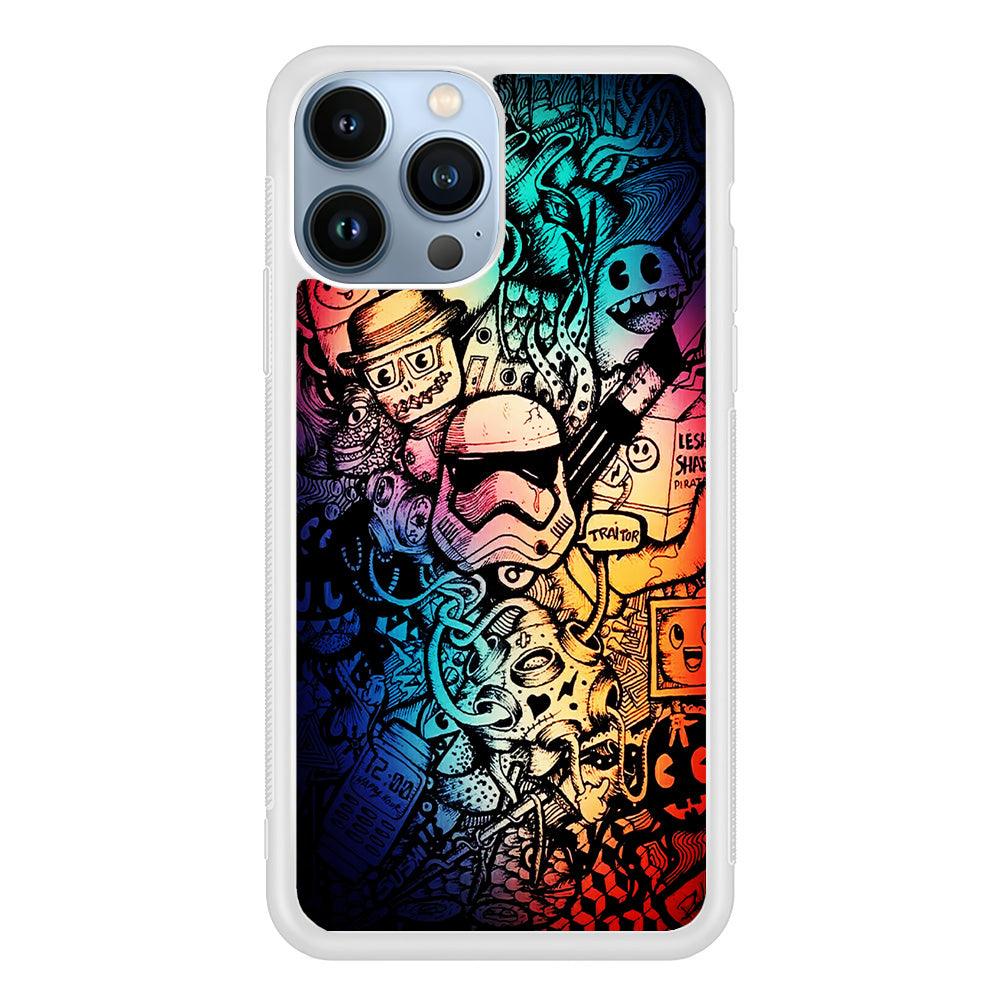 Graffiti Art Stormtrooper iPhone 13 Pro Max Case-Rubber / White (2D Case)-Xtracase