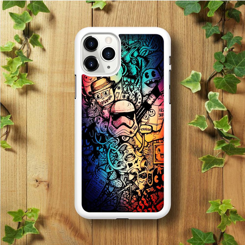 Graffiti Art Stormtrooper iPhone 11 Pro Max Case-Rubber / White (2D Case)-Xtracase