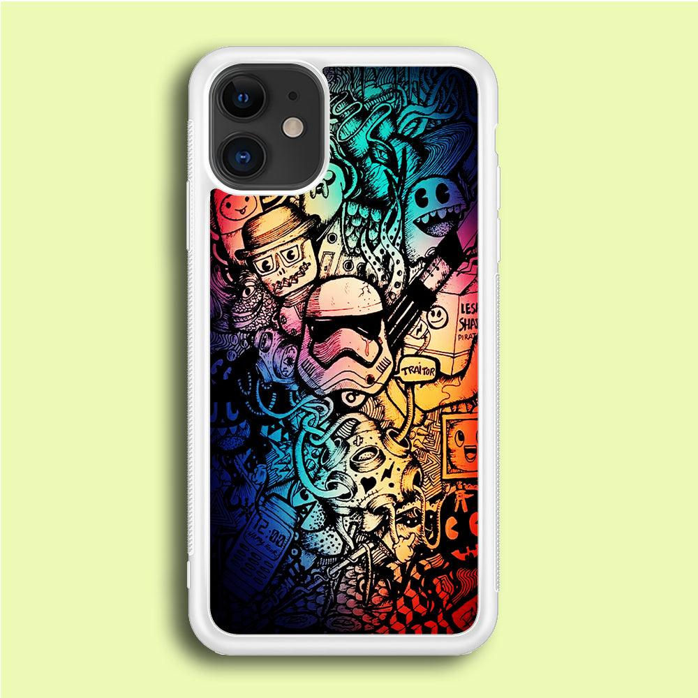 Graffiti Art Stormtrooper iPhone 12 Mini Case-Rubber / White (2D Case)-Xtracase