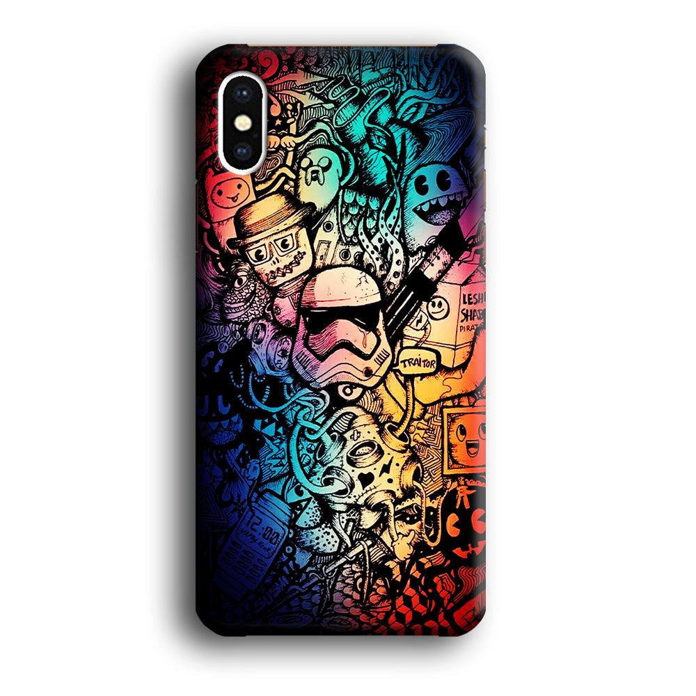 Graffiti Art Stormtrooper iPhone Xs Case-Plastic / Full Wrap (3D Case)-Xtracase