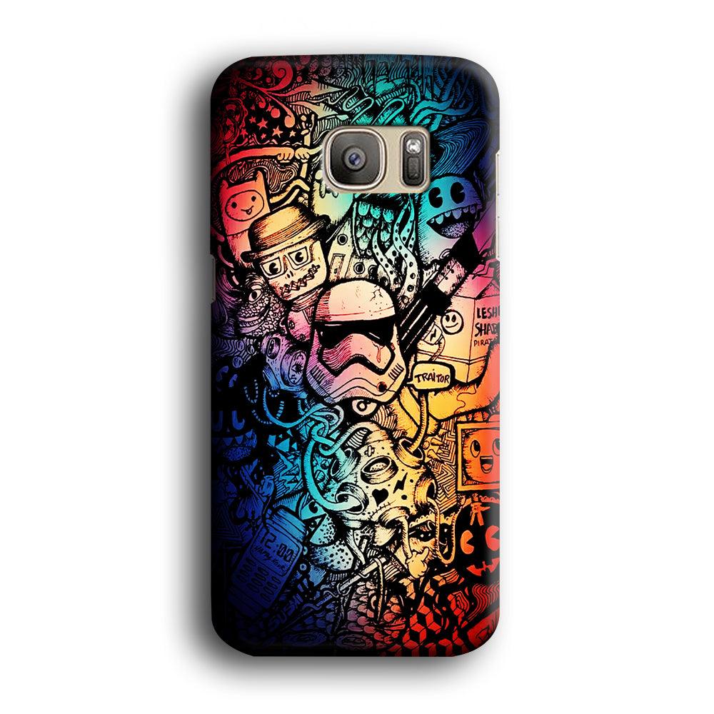 Graffiti Art Stormtrooper Samsung Galaxy S7 Edge Case-Plastic / Full Wrap (3D Case)-Xtracase