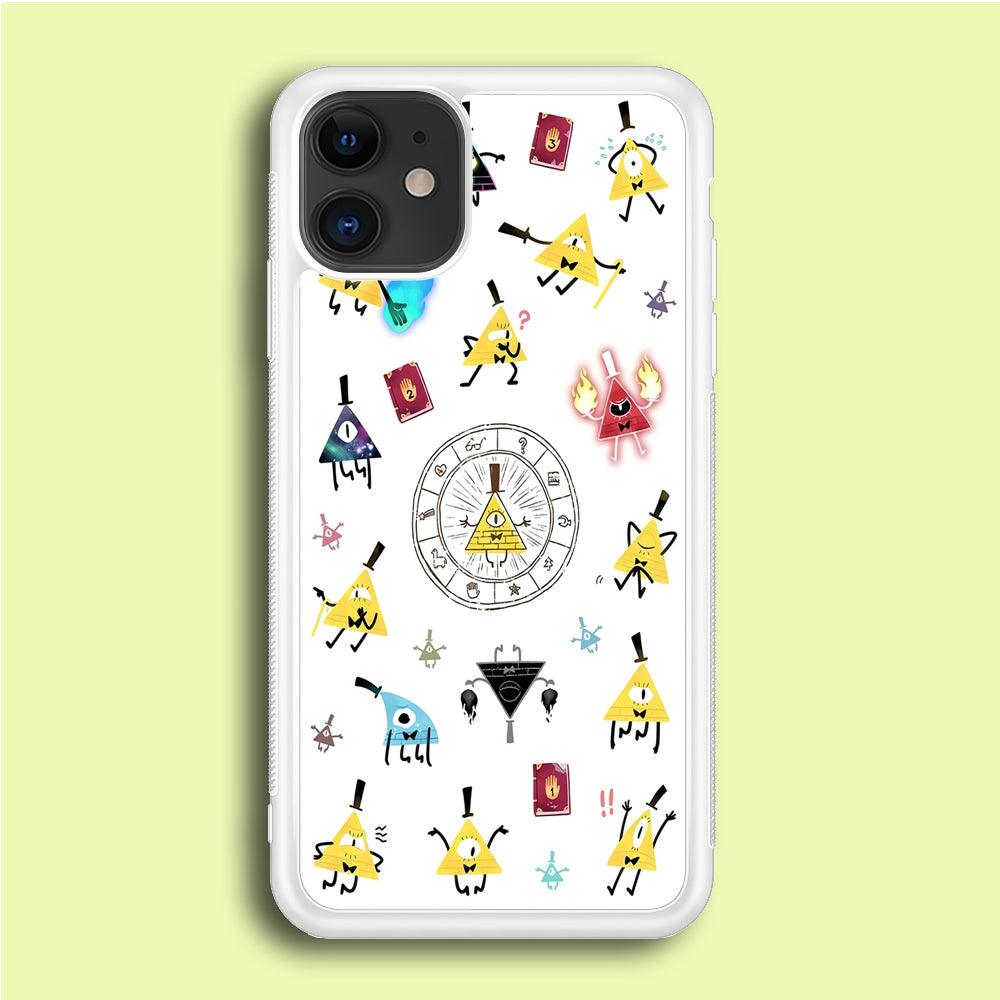 Gravity Falls Bill Cipher Doodle iPhone 12 Mini Case-Rubber / White (2D Case)-Xtracase