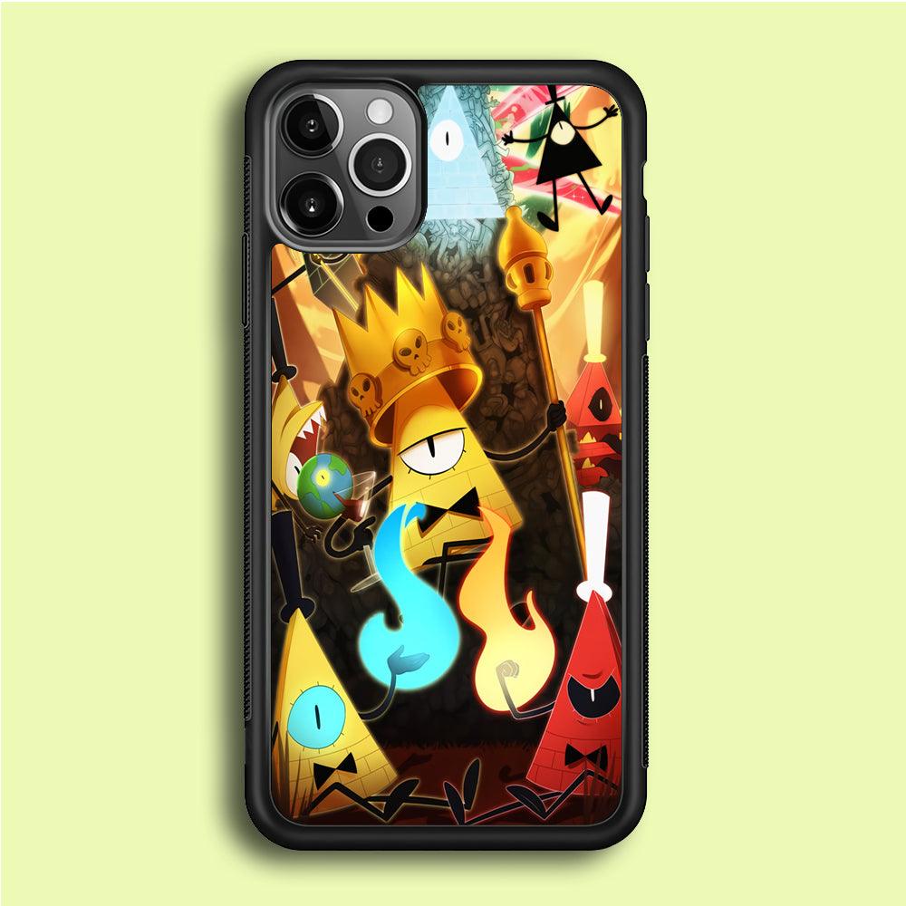 Gravity Falls Bill Cipher King iPhone 12 Pro Case-Rubber / Black (2D Case)-Xtracase
