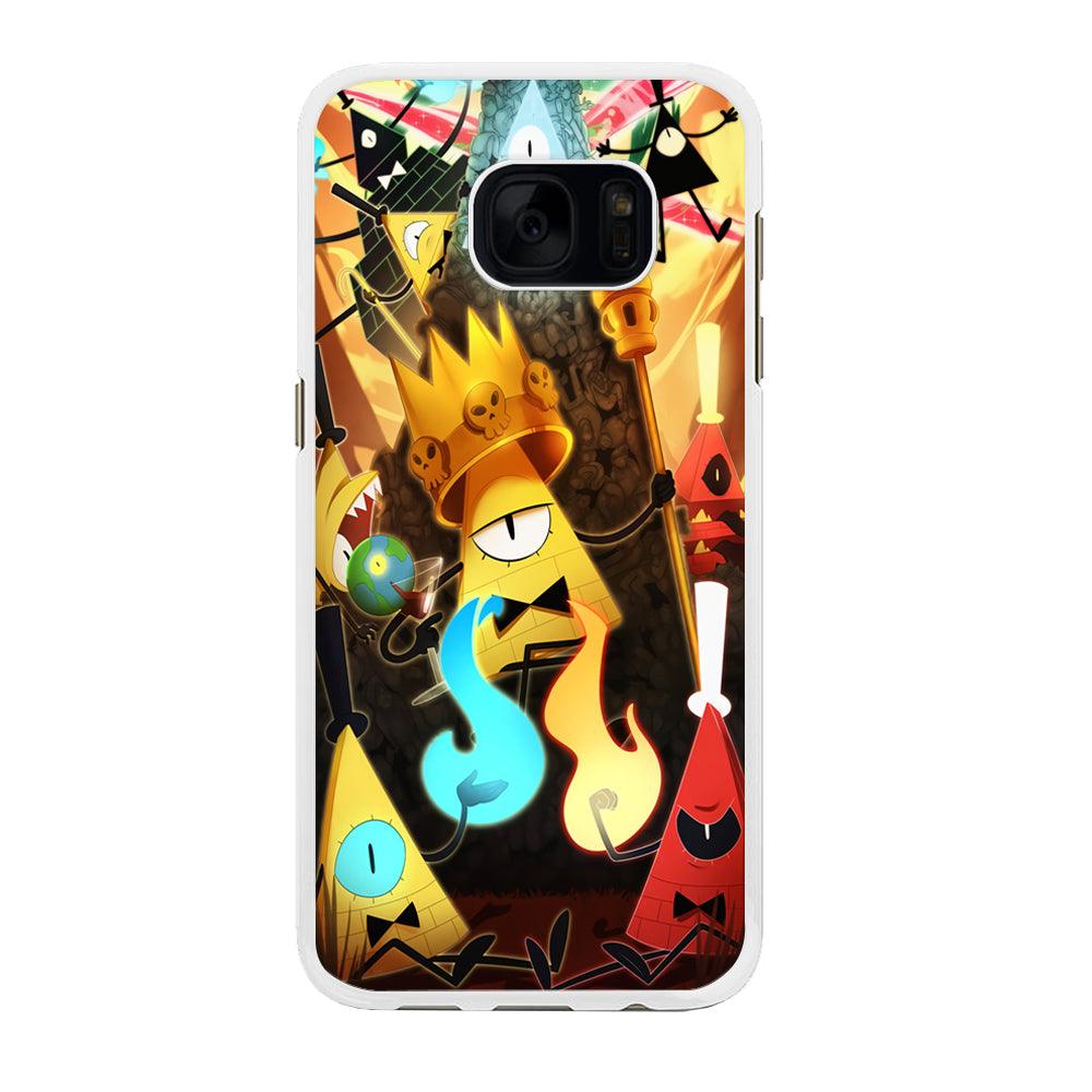 Gravity Falls Bill Cipher King Samsung Galaxy S7 Edge Case-Rubber / White (2D Case)-Xtracase