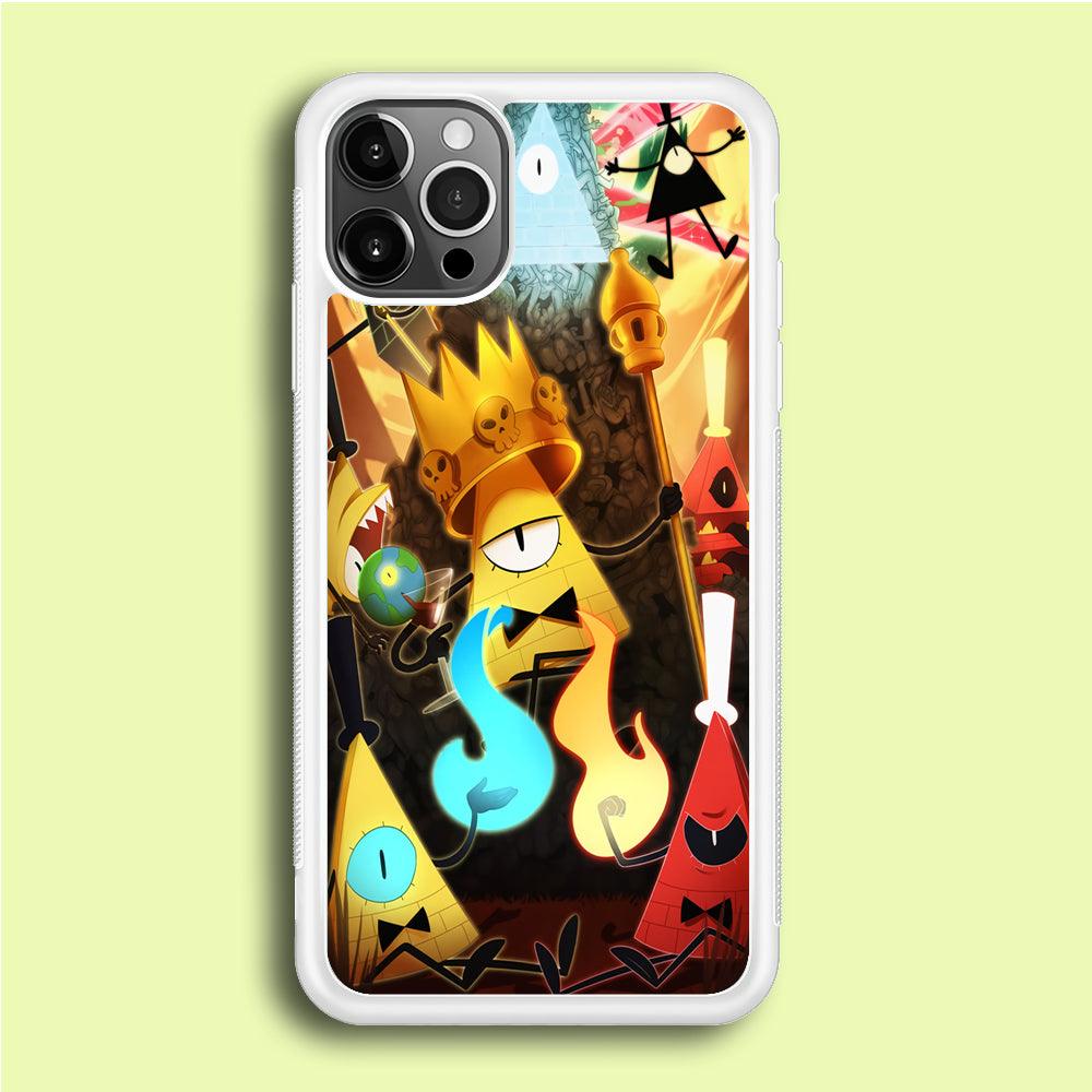 Gravity Falls Bill Cipher King iPhone 12 Pro Case-Rubber / White (2D Case)-Xtracase