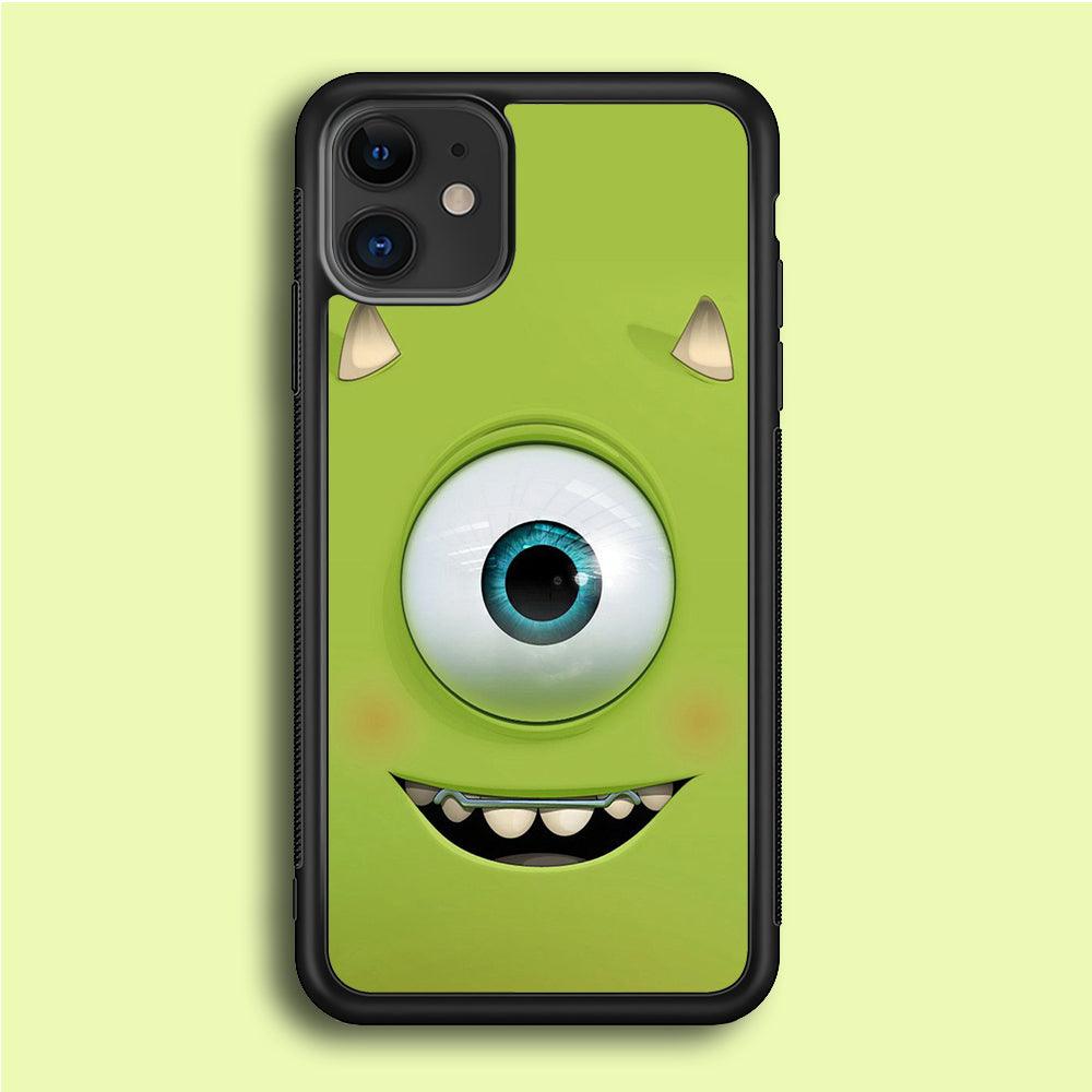 Green Face Monster iPhone 12 Mini Case-Rubber / Black (2D Case)-Xtracase
