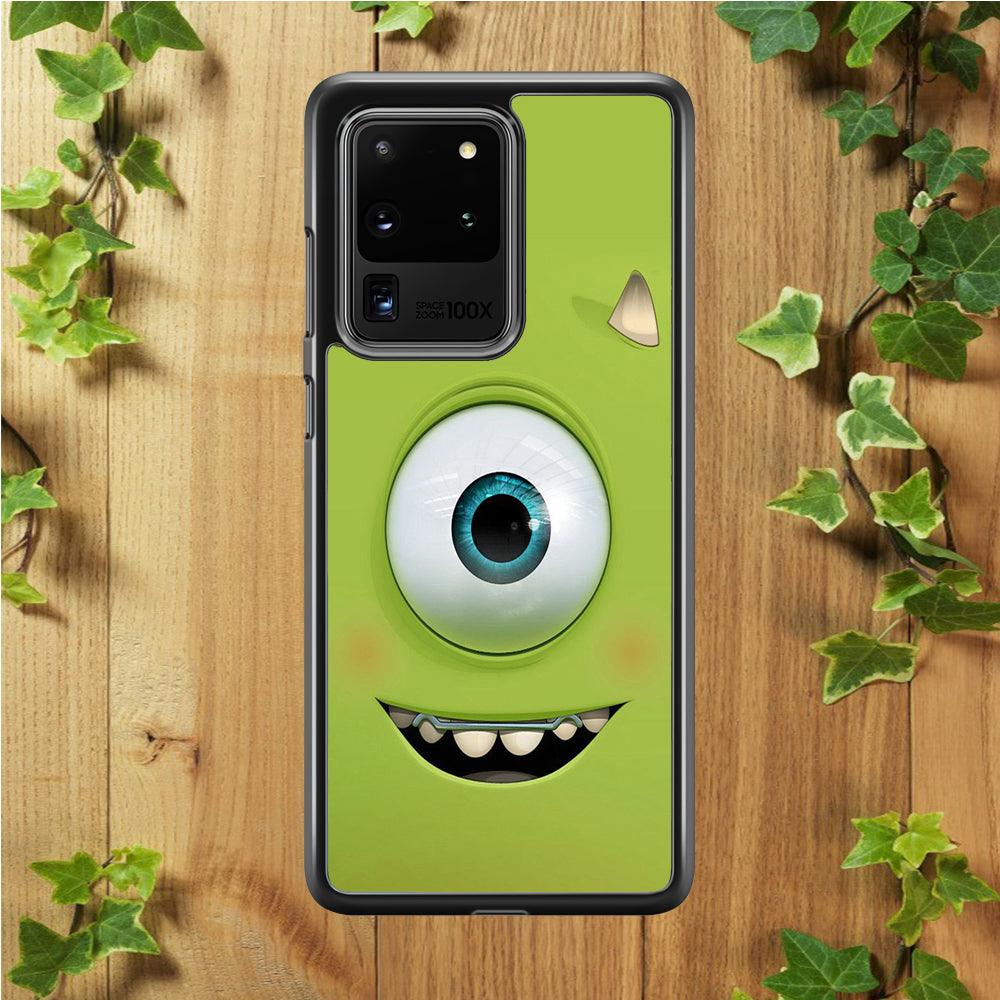 Green Face Monster Samsung Galaxy S20 Ultra Case-Rubber / Black (2D Case)-Xtracase