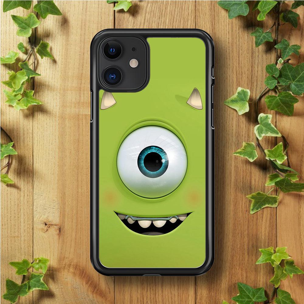 Green Face Monster iPhone 11 Case-Rubber / Black (2D Case)-Xtracase