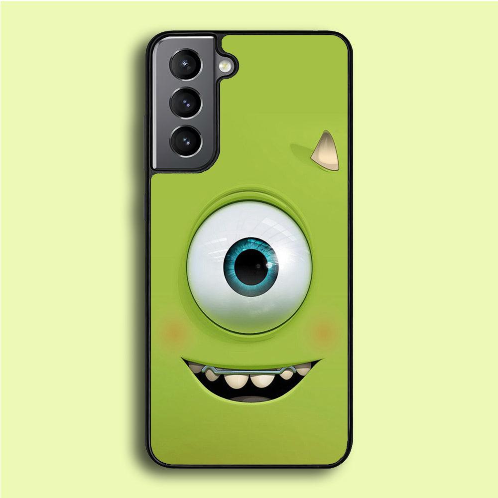 Green Face Monster Samsung Galaxy S21 Plus Case-Rubber / White (2D Case)-Xtracase