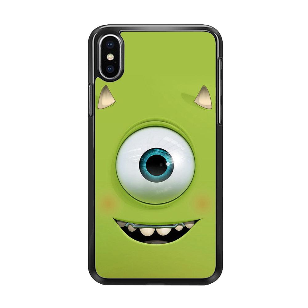 Green Face Monster iPhone X Case-Rubber / Black (2D Case)-Xtracase
