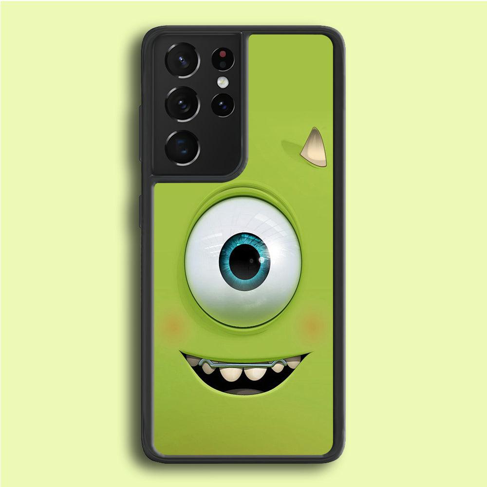 Green Face Monster Samsung Galaxy S21 Ultra Case-Plastic / Full Wrap (3D Case)-Xtracase