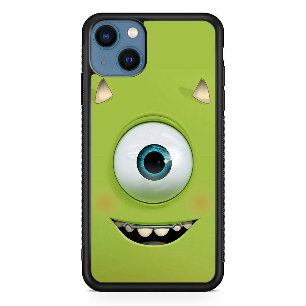 Green Face Monster iPhone 13 Case-Rubber / Black (2D Case)-Xtracase