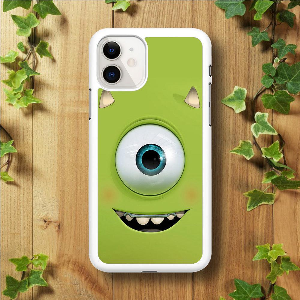 Green Face Monster iPhone 11 Case-Rubber / White (2D Case)-Xtracase