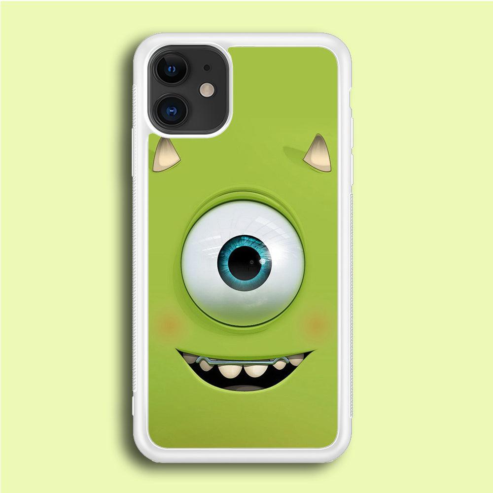 Green Face Monster iPhone 12 Case-Rubber / White (2D Case)-Xtracase