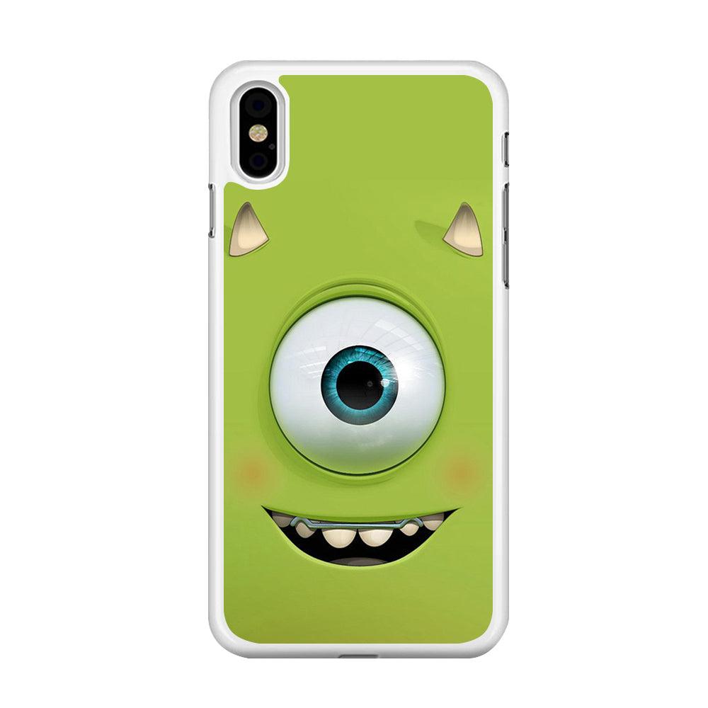 Green Face Monster iPhone Xs Max Case-Rubber / White (2D Case)-Xtracase