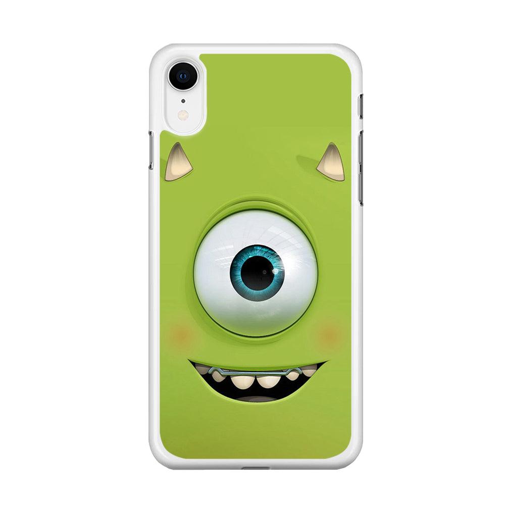 Green Face Monster iPhone XR Case-Rubber / White (2D Case)-Xtracase