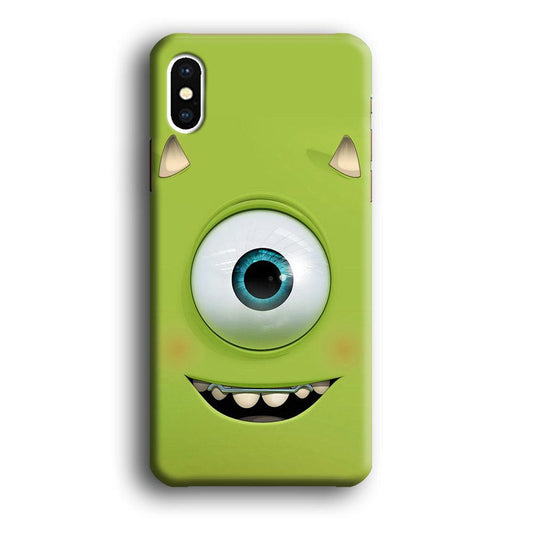 Green Face Monster iPhone Xs Case-Plastic / Full Wrap (3D Case)-Xtracase