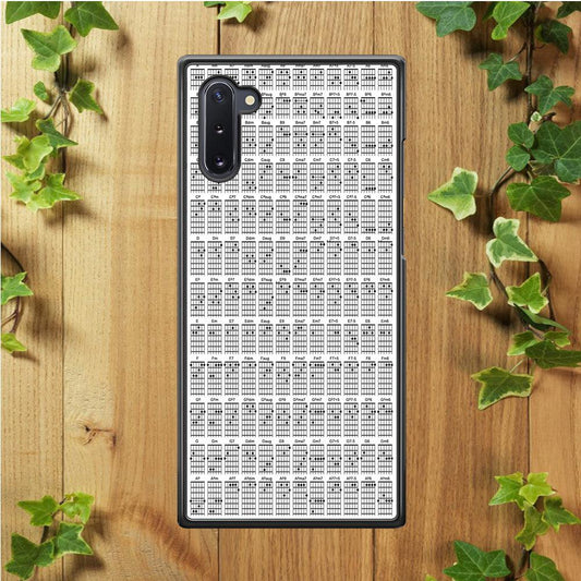 Guitar Chord Pattern Samsung Galaxy Note 10 Case-Rubber / White (2D Case)-Xtracase