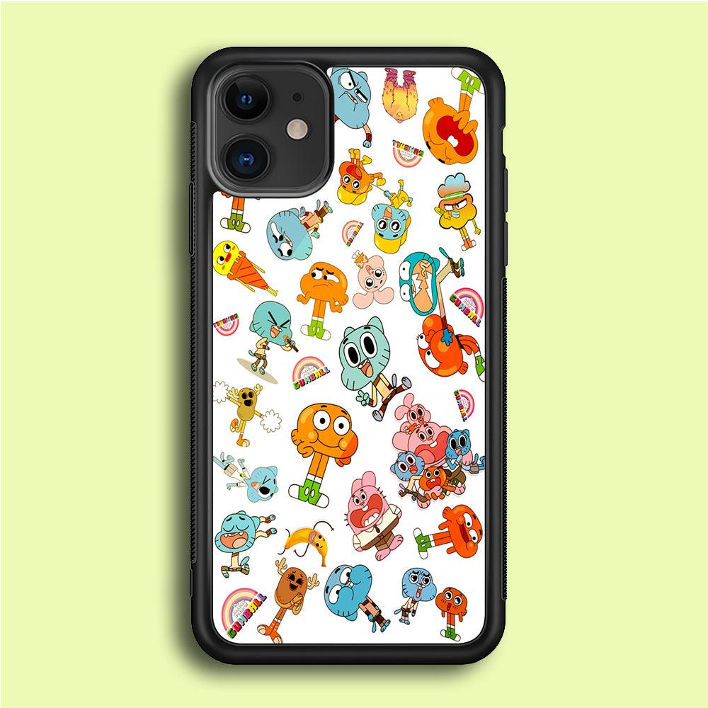Gumball Doodle iPhone 12 Mini Case-Rubber / Black (2D Case)-Xtracase